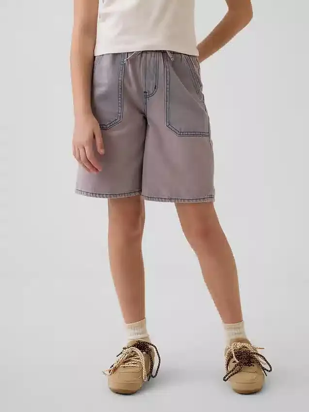 Shorts en denim longline à taille basse pour enfants