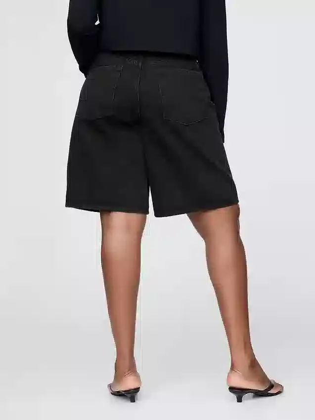 Shorts en denim longline à taille mi-haute, 11"