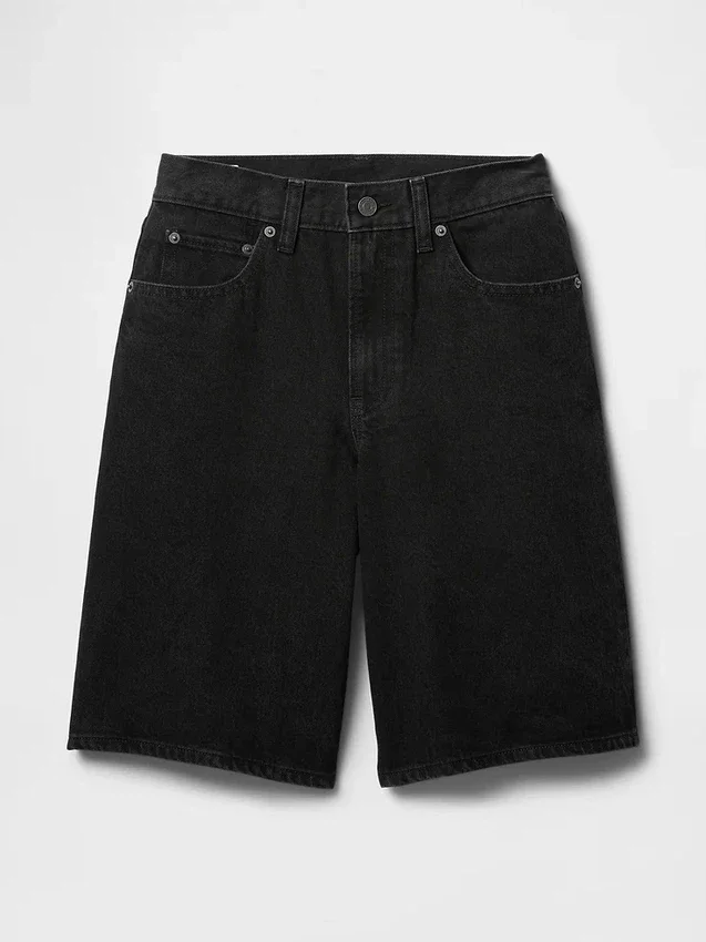 Shorts en denim longline à taille mi-haute, 11"