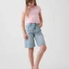 Shorts en denim longline à taille mi-haute pour enfant