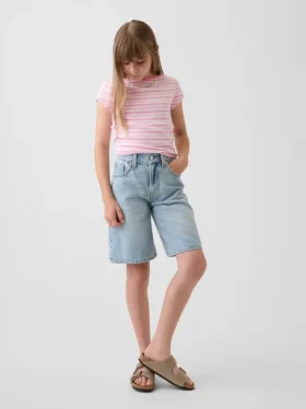 Shorts en denim longline à taille mi-haute pour enfant