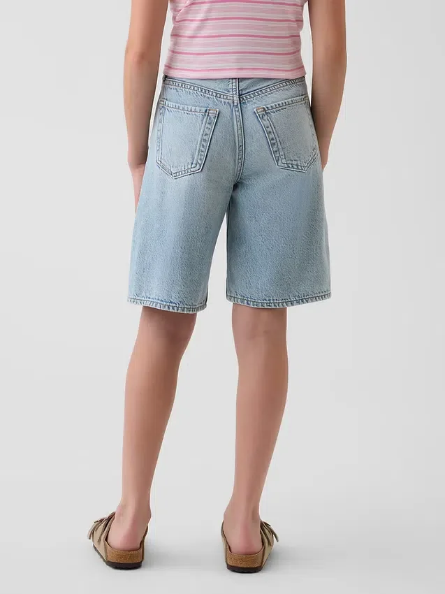 Shorts en denim longline à taille mi-haute pour enfant