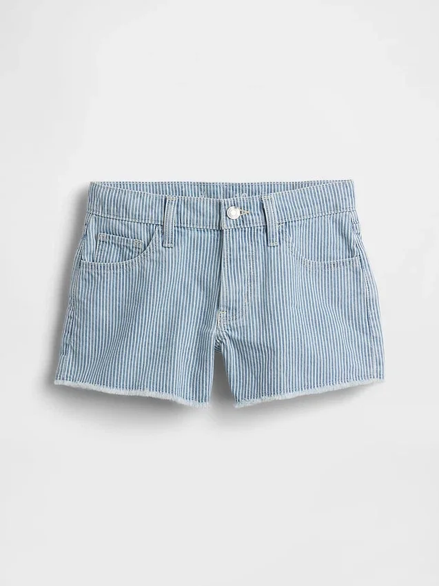 Shorts en denim à rayures et taille basse pour enfant