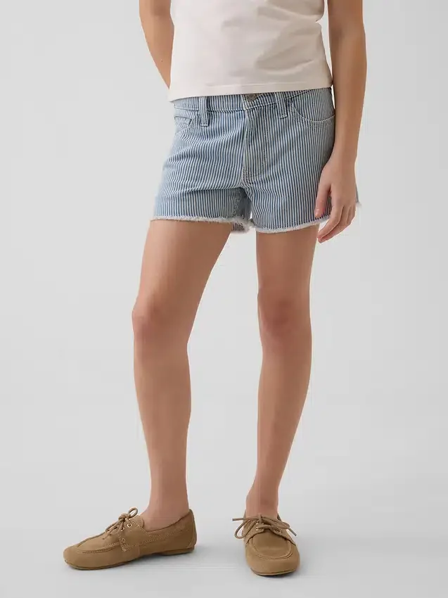 Shorts en denim à rayures et taille basse pour enfant