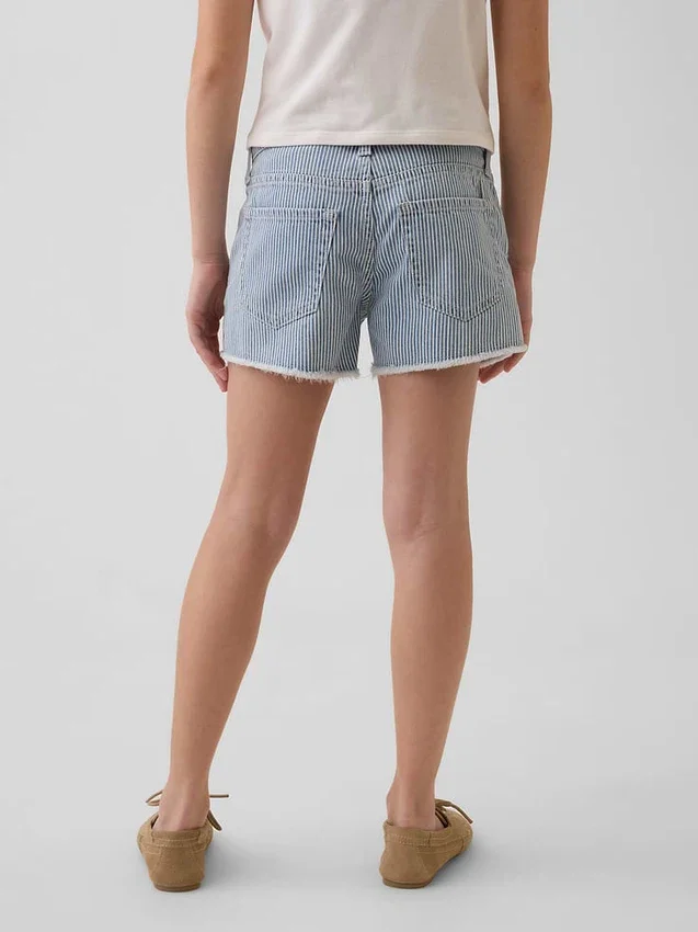 Shorts en denim à rayures et taille basse pour enfant
