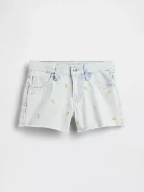 Shorts en denim « Stride » à taille basse pour enfants, brodés d’un citron