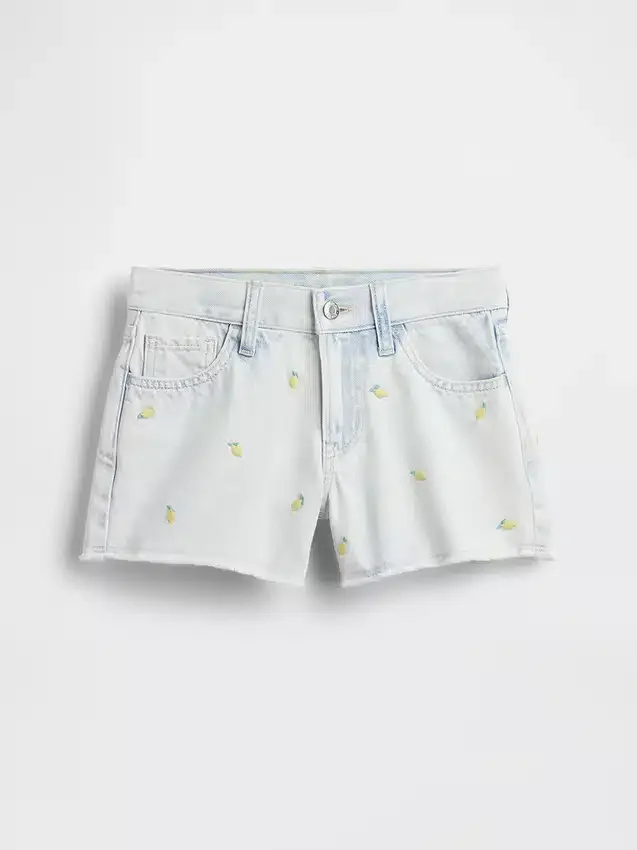 Shorts en denim « Stride » à taille basse pour enfants, brodés d’un citron