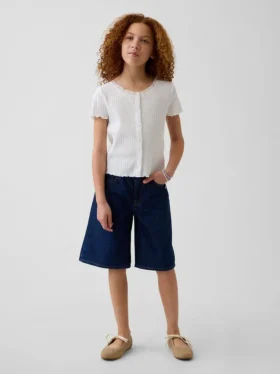 Shorts en denim taille basse allongé pour enfant
