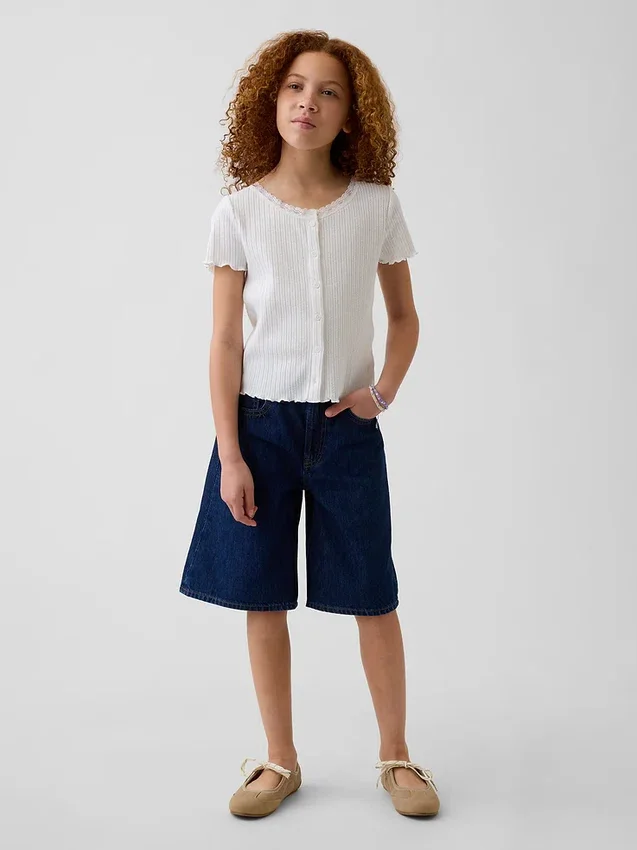 Shorts en denim taille basse allongé pour enfant