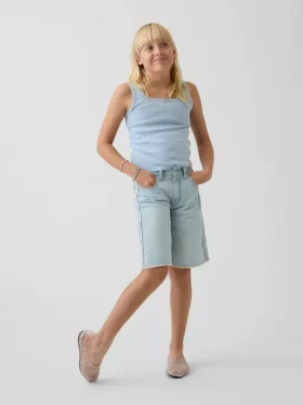 Shorts en denim taille basse allongé pour enfant
