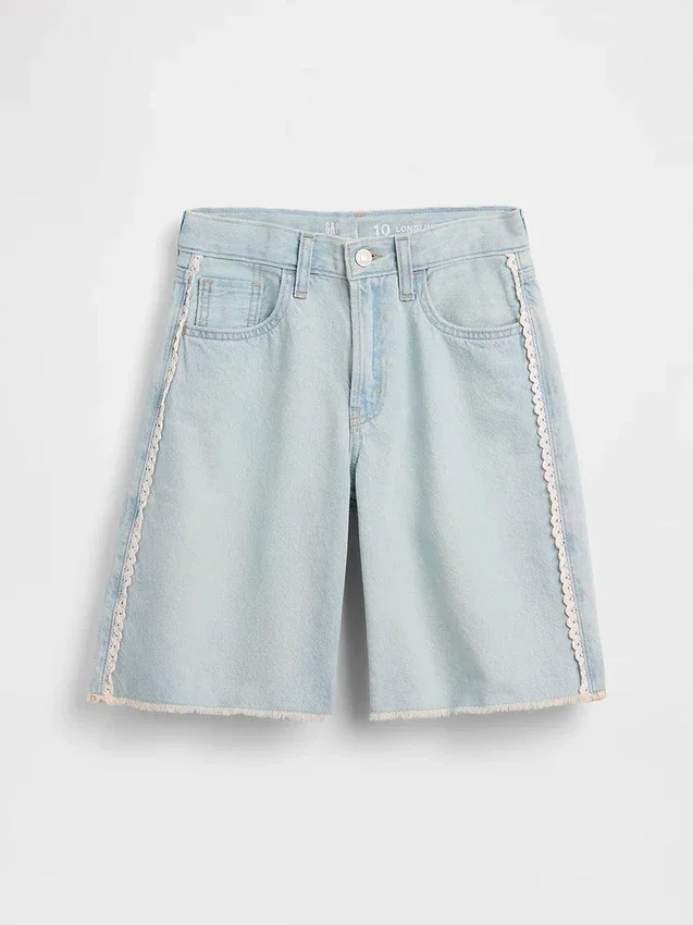 Shorts en denim taille basse allongé pour enfant