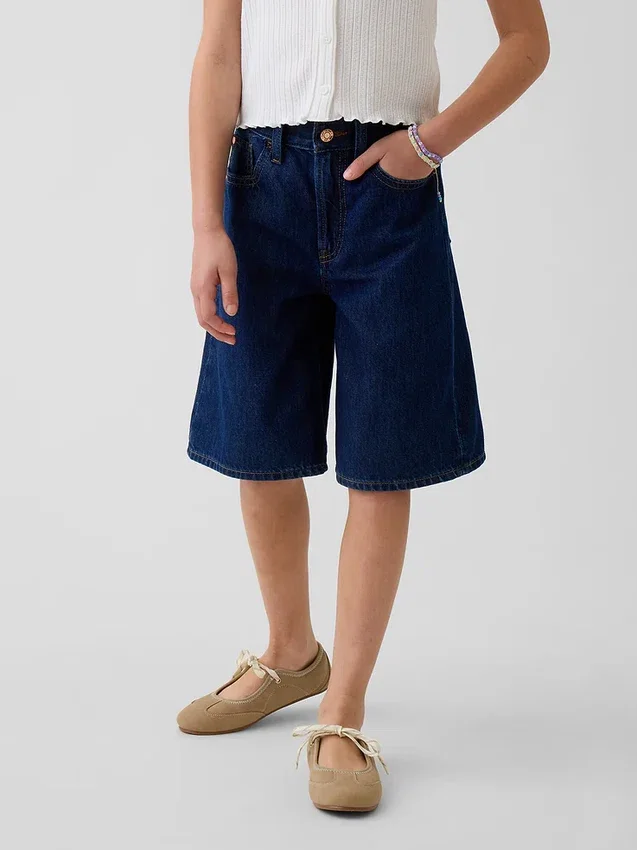 Shorts en denim taille basse allongé pour enfant