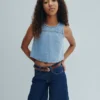 Shorts en denim taille basse allongé pour enfant