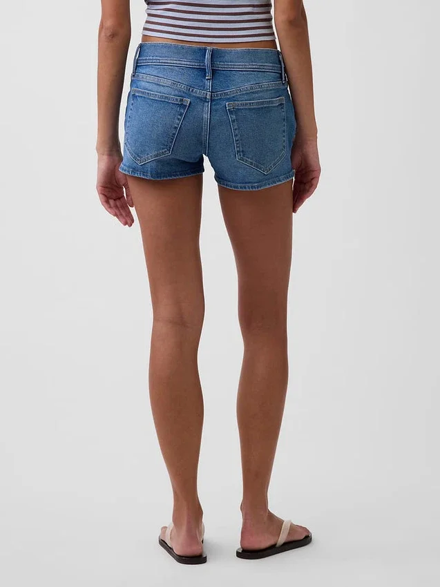Shorts en denim à taille basse de 3" avec fermeture à lacets