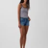 Shorts en denim à taille basse de 3" avec fermeture à lacets