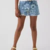 Shorts en denim à taille basse et motif floral pour enfant