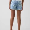 Shorts en denim à taille basse et motif floral pour enfant