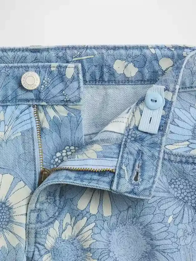 Shorts en denim à taille basse et motif floral pour enfant
