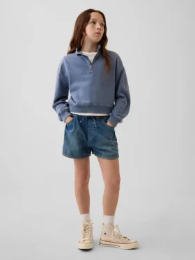 Shorts en denim à taille haute « Easy Dolphin » pour enfants