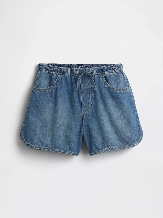 Shorts en denim à taille haute « Easy Dolphin » pour enfants