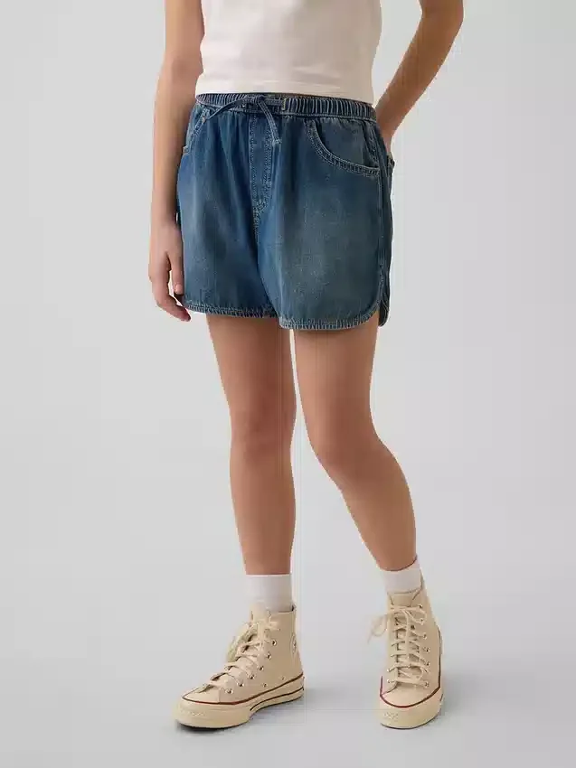 Shorts en denim à taille haute « Easy Dolphin » pour enfants
