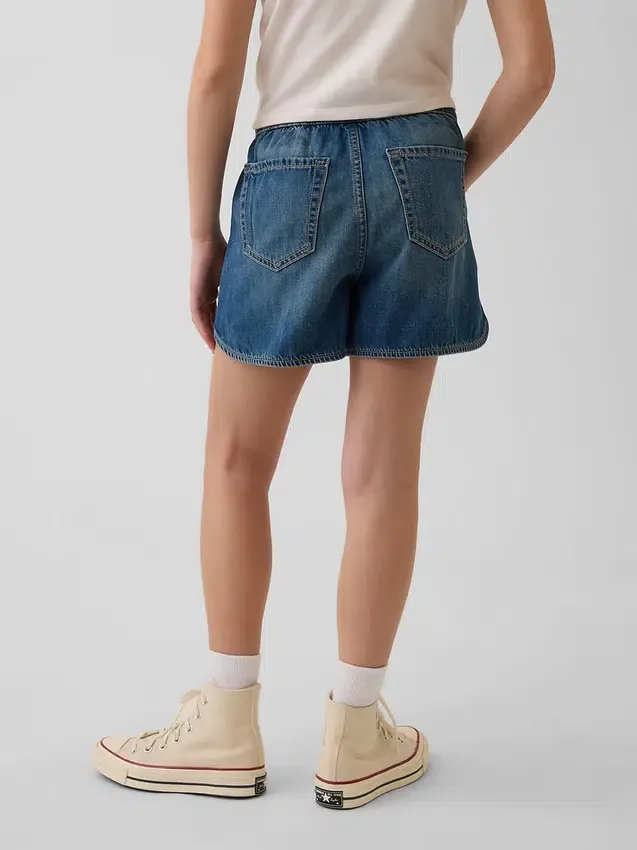 Shorts en denim à taille haute « Easy Dolphin » pour enfants
