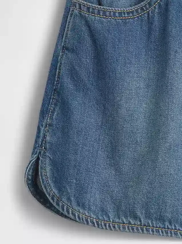 Shorts en denim à taille haute « Easy Dolphin » pour enfants