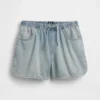 Shorts en denim taille haute facile à enfiler pour enfants