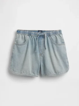 Shorts en denim taille haute facile à enfiler pour enfants
