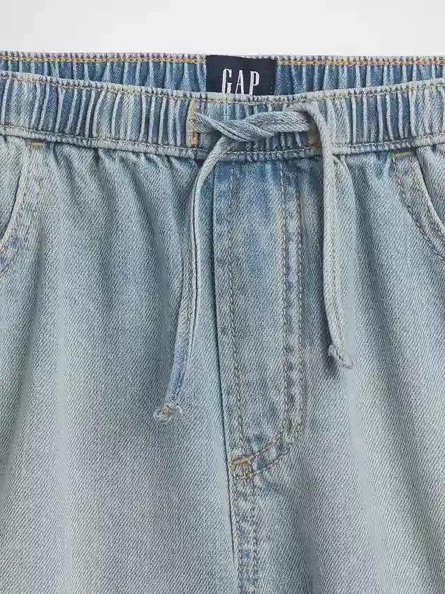 Shorts en denim taille haute facile à enfiler pour enfants