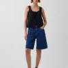 Shorts en denim taille mi-haute et coupe longue