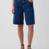 Shorts en denim taille mi-haute et coupe longue