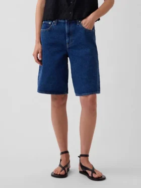 Shorts en denim taille mi-haute et coupe longue