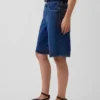 Shorts en denim taille mi-haute et coupe longue