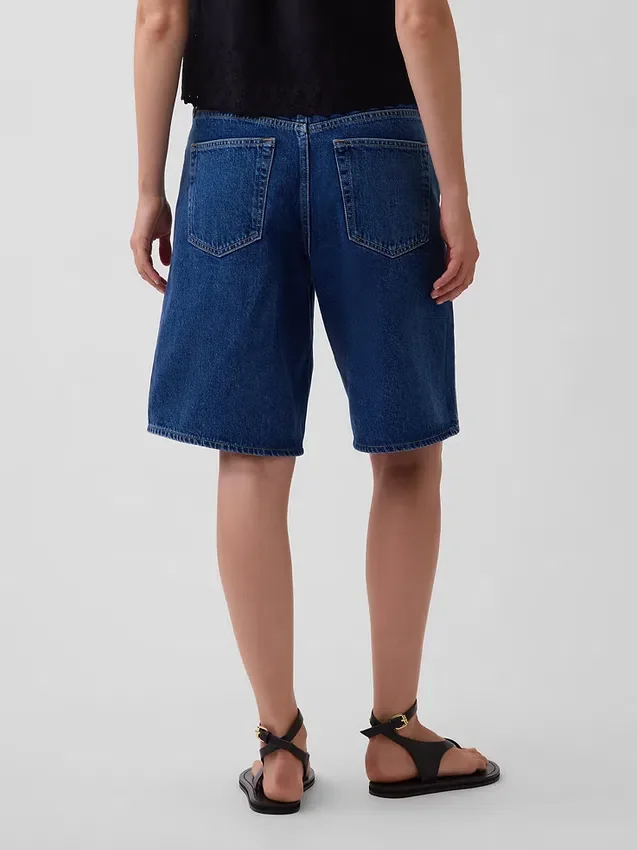 Shorts en denim taille mi-haute et coupe longue