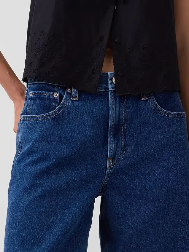 Shorts en denim taille mi-haute et coupe longue