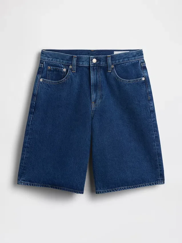 Shorts en denim taille mi-haute et coupe longue