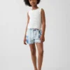 Shorts en denim tie-dye à taille haute pour enfant