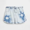 Shorts en denim tie-dye à taille haute pour enfant