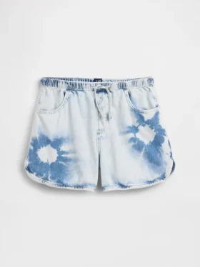 Shorts en denim tie-dye à taille haute pour enfant