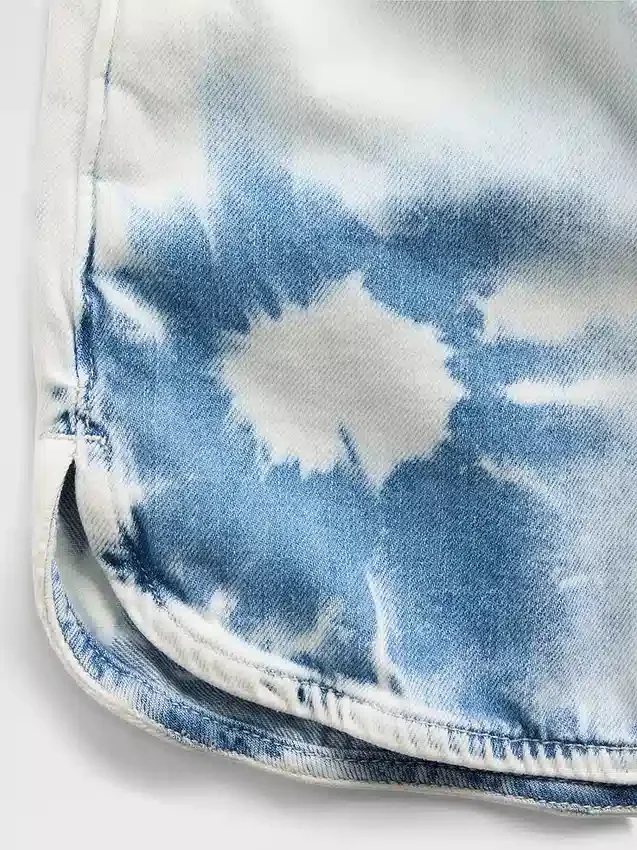 Shorts en denim tie-dye à taille haute pour enfant