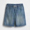 Shorts en denim ultra-doux pour enfant, coupe ample style années 90