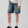Shorts en denim ultra-doux pour enfant, coupe ample style années 90