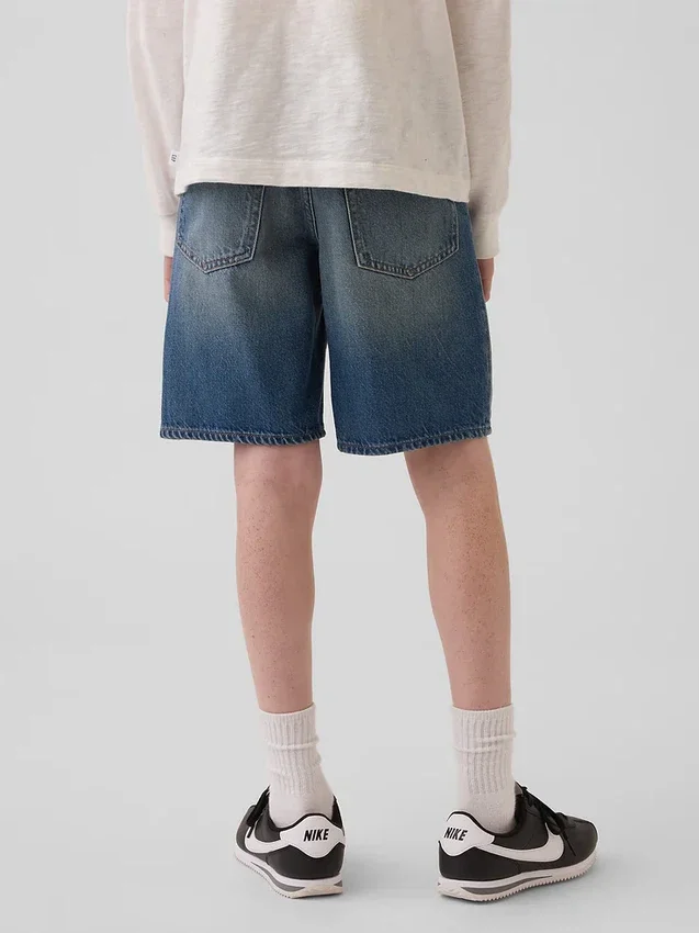 Shorts en denim ultra-doux pour enfant, coupe ample style années 90