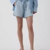 Shorts en denim ultra-doux à taille basse, 3,5”