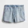 Shorts en denim ultra-doux à taille basse, 3,5”