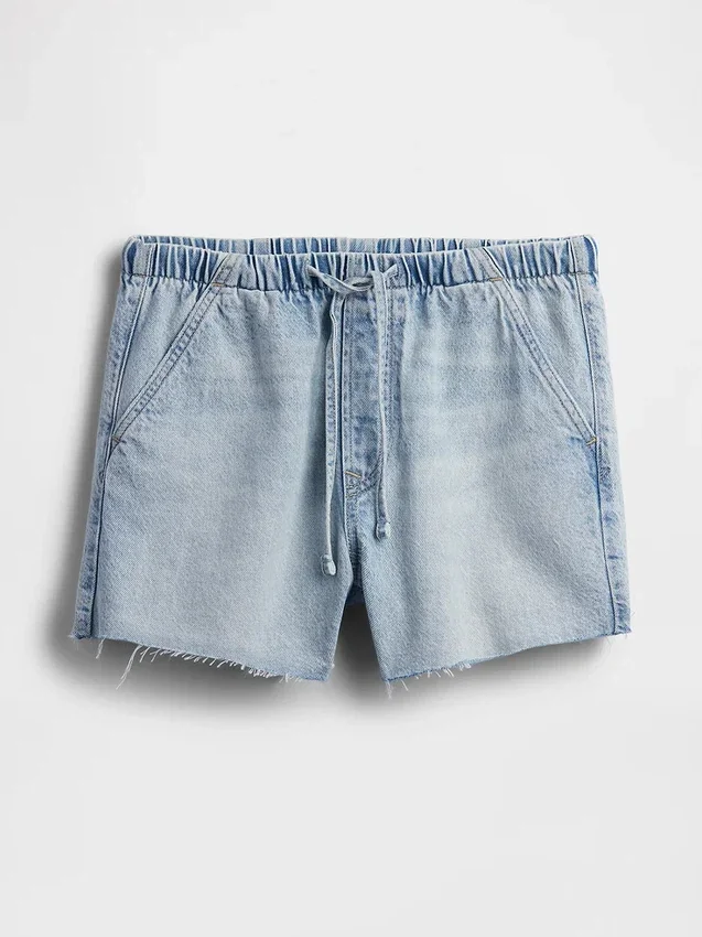 Shorts en denim ultra-doux à taille basse, 3,5”