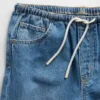 Shorts en denim ultra-doux à taille basse et coupe longue pour enfants