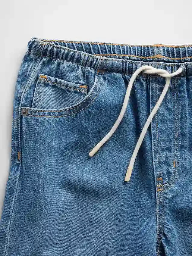 Shorts en denim ultra-doux à taille basse et coupe longue pour enfants