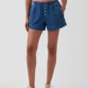 Shorts en denim ultra-doux à taille mi-haute